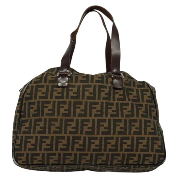FENDI Zucca Canvas Hand Bag Black Brown Auth ar13658 - Picture 2 of 16